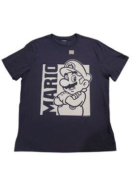 Super Mario Graphic Tee Navy Blue XL Nintendo Licensed By Old Navy Cotton Blend